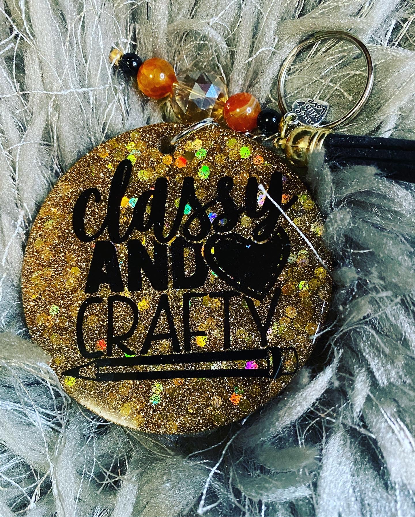 Gold Crafty Glitter Keychain