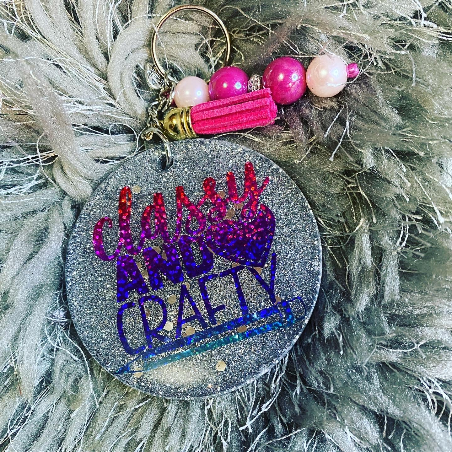 Silver Crafty Rainbow Keychain