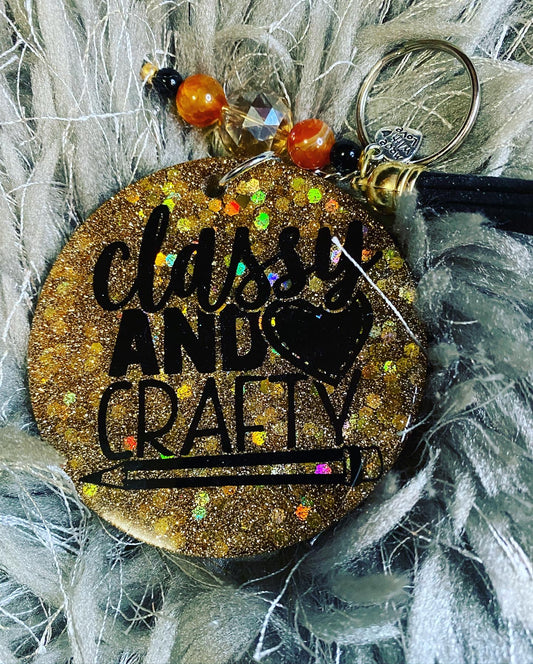 Gold Crafty Glitter Keychain