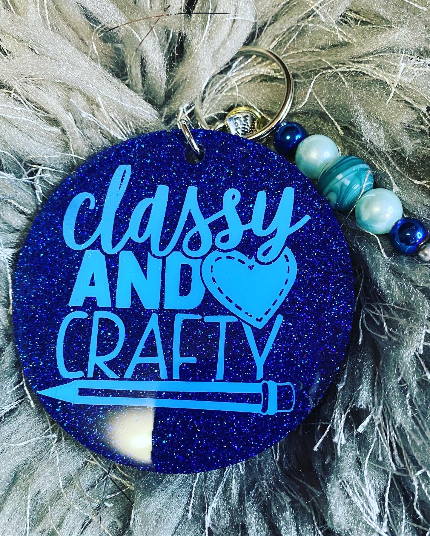 Blue Crafty Girl Keychain